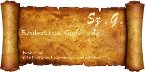 Szubotics Győző névjegykártya